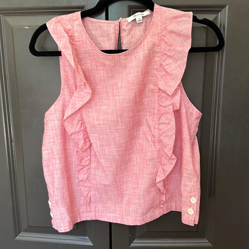 MADEWELL (medium) ruffled cropped short sleeved top